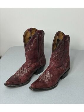 Woman's  Burgundy Leather Western Cowboy Boots